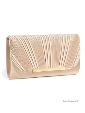 Satin Evening Clutch Handbag with Detachable Chain Strap